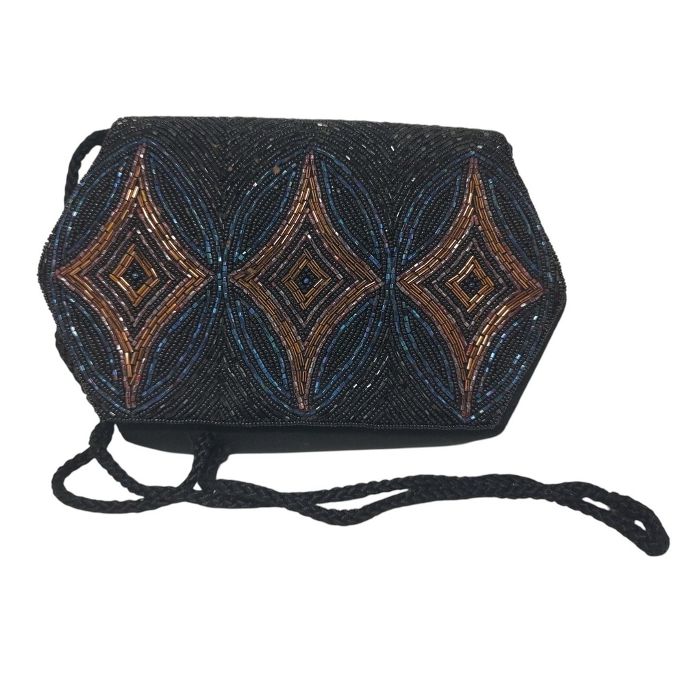 Vintage Milor Sequin Clutch Purse Beaded‎ Embellished Handbag Shoulder SEE